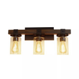 Elegant Designs Industrial Rustic Lantern Restored Wood Look 3 Light Bath Vanity