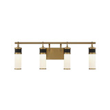 Abel 4-Light LED Bathroom Vanity Light in Matte Black with Warm Brass Accents