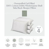 100% Cotton Dobby-Box Shell Firm Density Side/Back Sleeper Down Alternative Pillow, Standard - Set of 4