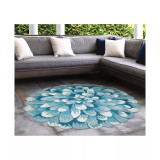 Frontporch Mum Aqua 5' x 5' Round Rug