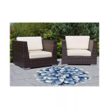 Frontporch Mum Aqua 5' x 5' Round Rug