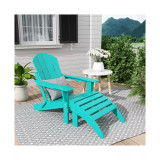 Classic Folding Adirondack Chair with Footrest Ottoman Set