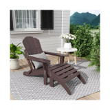 Classic Folding Adirondack Chair with Footrest Ottoman Set