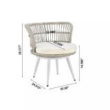 26.38" 3-Piece Steel, Polyester Monaco Patio 2-Person Seating Group with End Table with Cushions