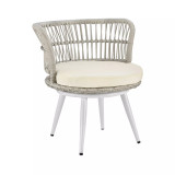 26.38" 3-Piece Steel, Polyester Monaco Patio 2-Person Seating Group with End Table with Cushions