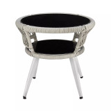 26.38" 3-Piece Steel, Polyester Monaco Patio 2-Person Seating Group with End Table with Cushions