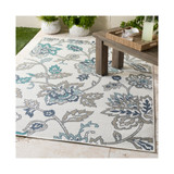 Alfresco ALF-9674 Aqua 8'9" Round Area Rug, Indoor/Outdoor