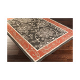 Alfresco ALF-9592 Black/Rust  5'3" Round Area Rug, Indoor/Outdoor