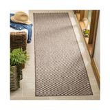 Courtyard Light Brown and Light Grey 2'3" x 8' Sisal Weave Runner Outdoor Area Rug