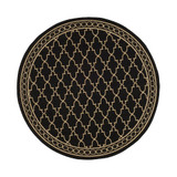 Courtyard Black and Beige 6'7" x 6'7" Sisal Weave Round Outdoor Area Rug