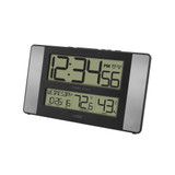 Atomic Digital Clock with Indoor Temperature and Humidity, Aluminum finish