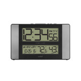 Atomic Digital Clock with Indoor Temperature and Humidity, Aluminum finish