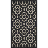 Courtyard Black and Beige 2'7" x 5' Sisal Weave Outdoor Area Rug