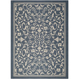 Courtyard Navy and Beige 6'7" x 6'7" Sisal Weave Square Outdoor Area Rug