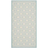 Courtyard Beige and Aqua 2' x 3'7" Sisal Weave Outdoor Area Rug