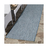 Courtyard Navy and Grey 2'3" x 12' Sisal Weave Runner Outdoor Area Rug