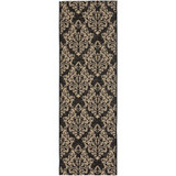 Courtyard Black and Creme 2'3" x 6'7" Runner Outdoor Area Rug