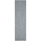 Courtyard Blue and Light Grey 2'3" x 12' Sisal Weave Runner Outdoor Area Rug