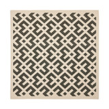 Courtyard Black and Beige 4' x 4' Sisal Weave Square Outdoor Area Rug