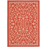 Courtyard Red and Natural 6'7" x 6'7" Round Outdoor Area Rug