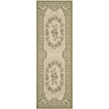 Courtyard Cream and Green 2'3" x 6'7" Sisal Weave Runner Outdoor Area Rug