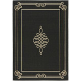 Courtyard Black and Creme 5'3" x 7'7" Outdoor Area Rug