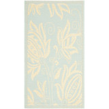 Courtyard Aqua and Cream 6'7" x 9'6" Outdoor Area Rug