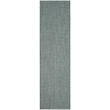 Courtyard Turquoise and Light Grey 2'3" x 12' Sisal Weave Runner Outdoor Area Rug