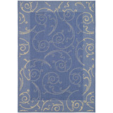 Courtyard Blue and Natural 6'7" x 9'6" Outdoor Area Rug