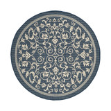 Courtyard Navy and Beige 6'7" x 6'7" Sisal Weave Round Outdoor Area Rug
