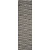 Courtyard Black and Light Grey 2'3" x 14' Sisal Weave Runner Outdoor Area Rug