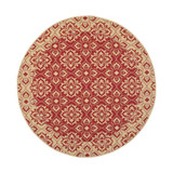 Courtyard Red and Creme 5'3" x 5'3" Sisal Weave Round Outdoor Area Rug