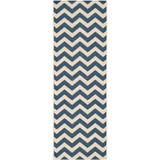 Courtyard Navy and Beige 2'3" x 14' Sisal Weave Runner Outdoor Area Rug
