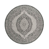 Courtyard Light Gray and Black 6'7" x 6'7" Sisal Weave Round Outdoor Area Rug