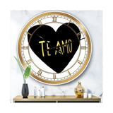 Te Amo Large Glam Wall Clock - 36" x 28" x 1"