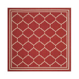 Courtyard Red and Beige 6'7" x 6'7" Sisal Weave Square Outdoor Area Rug
