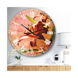 Flowers Oversized Round Metal Wall Clock