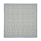 Courtyard Blue and Bone 6'7" x 6'7" Square Outdoor Area Rug