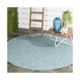 Courtyard Aqua 6'7" x 6'7" Sisal Weave Round Outdoor Area Rug