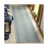 Courtyard Light Grey and Aqua 2'3" x 8' Sisal Weave Runner Outdoor Area Rug