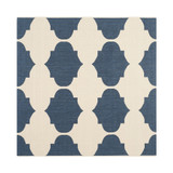 Courtyard Beige and Navy 5'3" x 5'3" Square Outdoor Area Rug