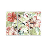 Hibiscus Paradise Oversized Cottage 3 Panels Wall Clock - 38" x 38" x 1"