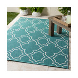 Alfresco ALF-9653 Teal 2'3" x 7'9" Runner Area Rug, Indoor/Outdoor
