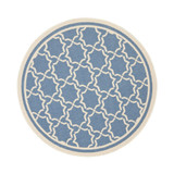 Courtyard Blue and Beige 6'7" x 6'7" Sisal Weave Round Outdoor Area Rug