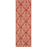 Courtyard Red and Creme 2'3" x 6'7" Runner Outdoor Area Rug