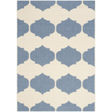 Courtyard Beige and Blue 6'7" x 9'6" Outdoor Area Rug