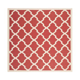 Courtyard Red and Bone 4' x 4' Sisal Weave Square Outdoor Area Rug