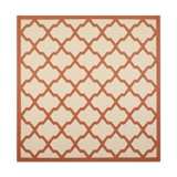 Courtyard Beige and Terracotta 7'10" x 7'10" Sisal Weave Square Outdoor Area Rug