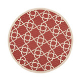 Courtyard Red and Beige 6'7" x 6'7" Round Outdoor Area Rug