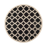 Courtyard Black and Beige 4' x 4' Sisal Weave Round Outdoor Area Rug